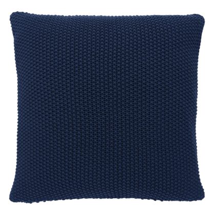 An Image of Habitat Paloma 45 x 45cm Knitted Cotton Cushion - Ink Blue