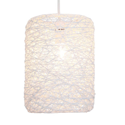An Image of Abaca Straight Cylinder Pendant Shade - White