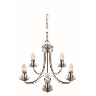 An Image of Audrey 5 Light Pendant Brushed Chrome