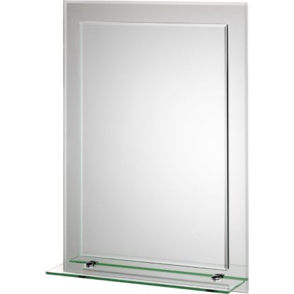 An Image of Croydex Devoke Rectangular Double Layer Bathroom Mirror with Shelf