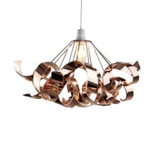 An Image of Sputnik Ribbon Easy Fit Pendant Light Shade - Chrome & Copper