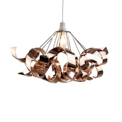 An Image of Sputnik Ribbon Easy Fit Pendant Light Shade - Chrome & Copper