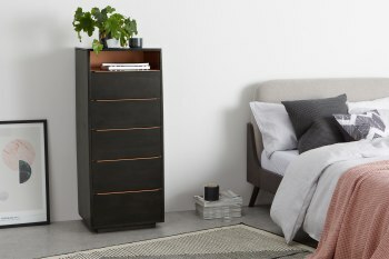 An Image of Anderson Tall Chest of Drawers, Mocha & Copper