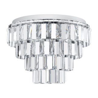 An Image of Eglo Erseka Chrome Crystal Flush Ceiling Light