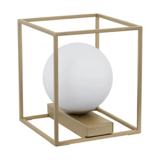 An Image of EGLO Vallaspra Stylish Champagne Caged Table Lamp