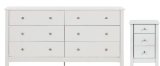 An Image of Habitat Osaka Bedside & 3+3 Drawer Chest Set - White