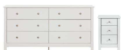 An Image of Habitat Osaka Bedside & 3+3 Drawer Chest Set - White