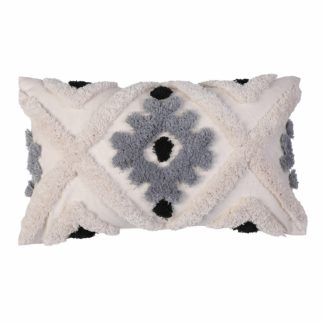 An Image of Tufted Geometric Cushion Grey 30x50cm