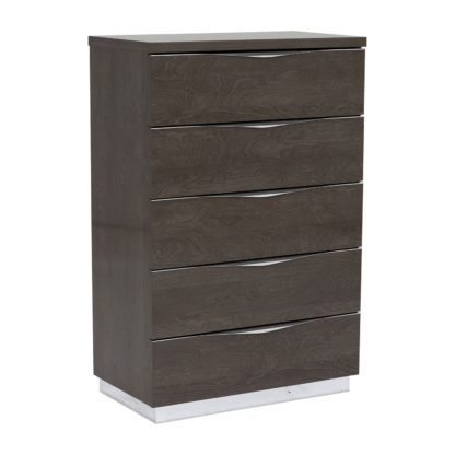 An Image of Lutyen 5 Drawer Tallboy, Grey and Taupe