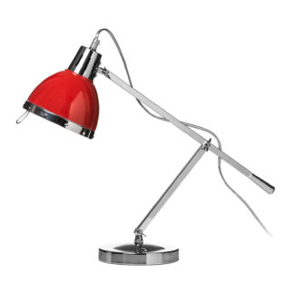 An Image of Red Shade and Chrome Adjustable Table Lamp