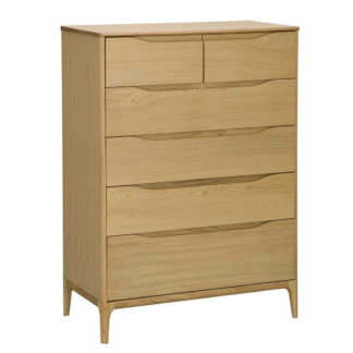 An Image of Ercol Rimini 6 Drawer Tall Wide Chest