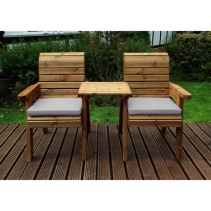 An Image of Charles Taylor 2 Seater Angled Twin Companion Set with Grey Seat Pads Light Grey