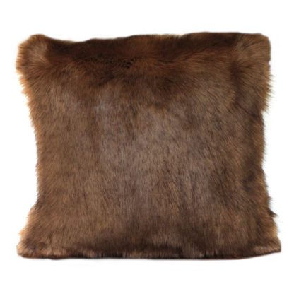 An Image of Faux Fur Cushion, Camel