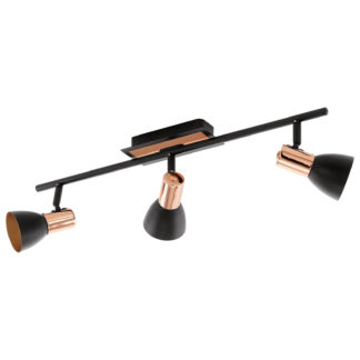 An Image of Eglo Barnham 3 Light Spotlight - Black & Copper