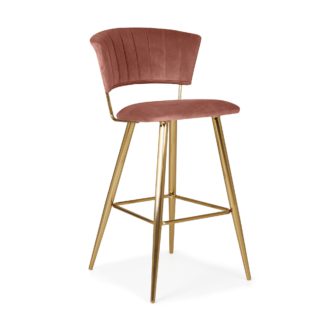 An Image of Kendall Bar Stool Rose Velvet Pink