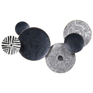 An Image of Decorative Circular Tribal Print Wall Art, Black and White