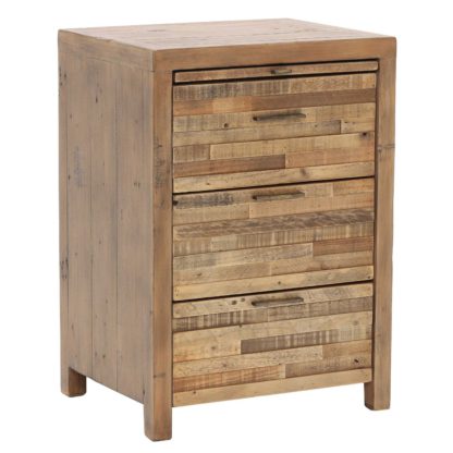 An Image of Charlie Reclaimed Wood 3 Drawer Bedside