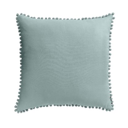 An Image of Country Living Linen Pom Pom Cushion - 50x50cm - Country Grey