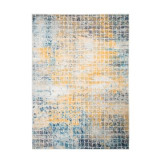 An Image of Urban Abstract Rug Blue, Yellow and Grey