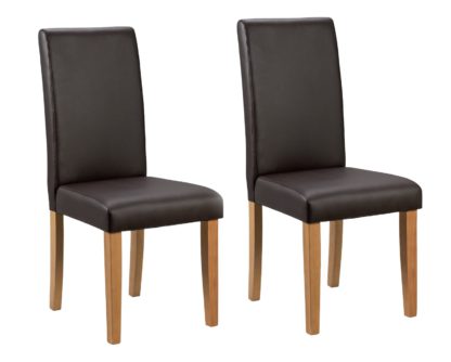 An Image of Argos Home Pair of Midback Dining Chairs - Chocolate