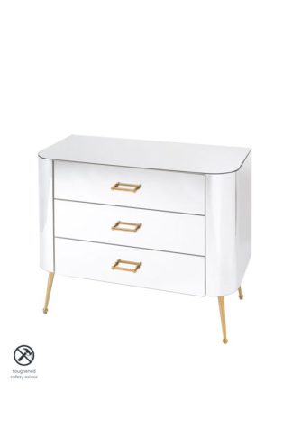 An Image of Mason Mirrored Chest of Drawers – Brushed Gold Legs
