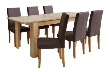 An Image of Habitat Miami XL Extending Table & 6 Chocolate Chairs