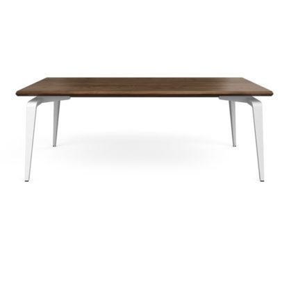 An Image of Ligne Roset ODESSA DINING TABLE EUROPEAN WALNUT 180 x 98cm White Legs