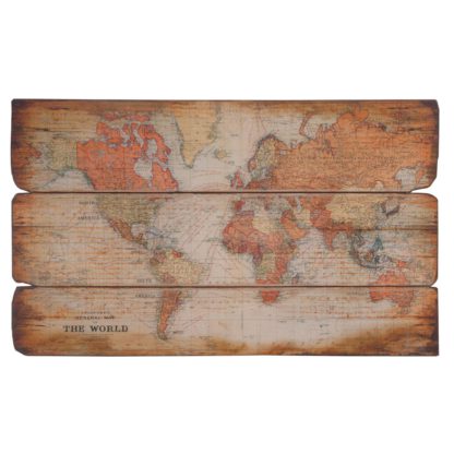 An Image of Large Wooden World Map Plaque