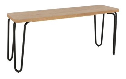 An Image of Habitat Tyler Ash and Metal 3 Seater Dining Bench - Black