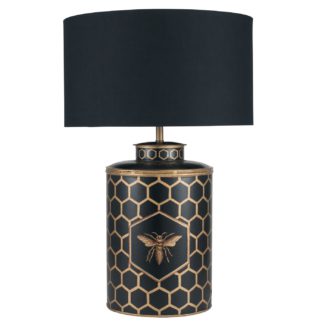 An Image of Black Honeycomb Table Lamp, Metal