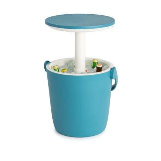An Image of Keter Go Bar Plastic Outdoor Ice Cooler Table Garden Furniture - Blue / White