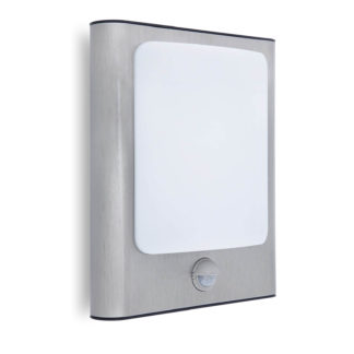 An Image of Lutec Face 13W LED PIR Wall Light - Silver