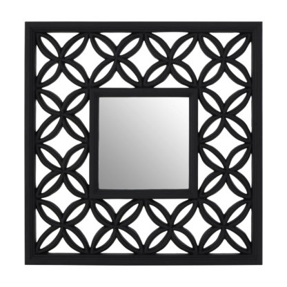An Image of Antique Lattice Frame Wall Mirror - White