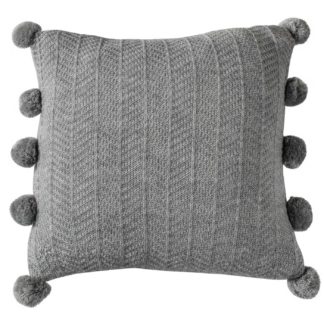 An Image of Grey Pom Pom Cushion