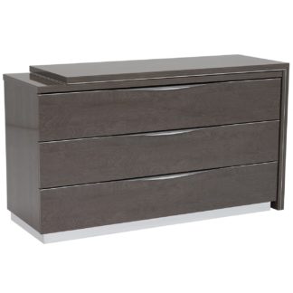 An Image of Lutyen 3 Drawer Dresser With Vanity Extension, Grey And Taupe