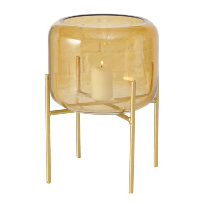 ed4664100fd7a8871619233d680f2bdf311c7f6148dd37f0029a3faedf030a38.jpg An Image of Amber Glass Hurricane on Stand