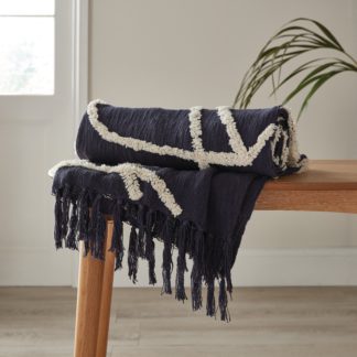 An Image of Elements Paco Tufted 130cm x 180cm Throw Navy (Blue)