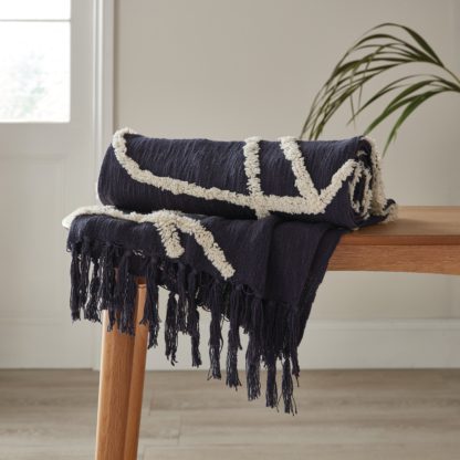 An Image of Elements Paco Tufted 130cm x 180cm Throw Navy (Blue)