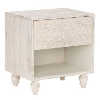 An Image of Casablanca 1 Drawer Bedside, Rustic White