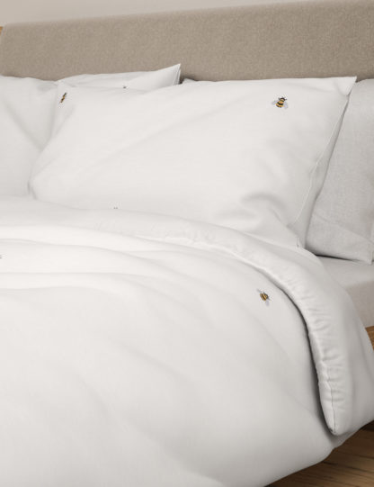 An Image of M&S Pure Cotton Bee Embroidered Bedding Set