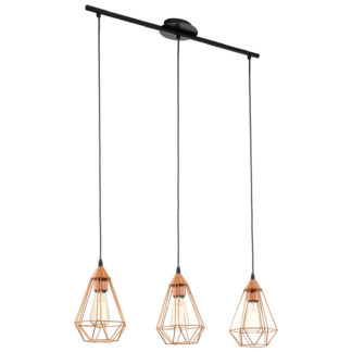 An Image of Eglo Tarbes 3 Light Pendant Light - Copper