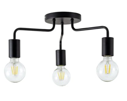 An Image of Argos Home Rayner 3 Arm Flush to Ceiling Light - Black