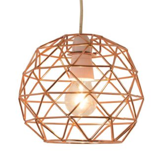 An Image of Bertie Geometric Easy Fit Pendant Light Shade - Copper