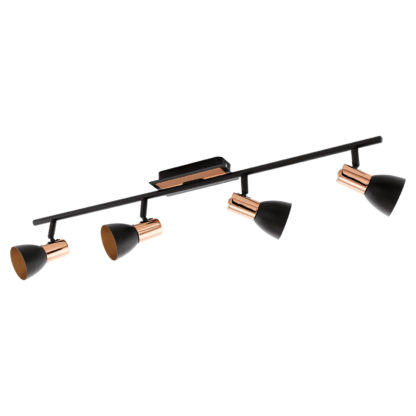 An Image of Eglo Barnham 4 Light Spotlight - Black & Copper