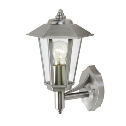 An Image of Lutec Grosvenor Stainless Steel Outdoor Wall Lantern
