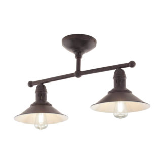 An Image of Eglo Stockbury Flush Light - Antique-Brown & Beige