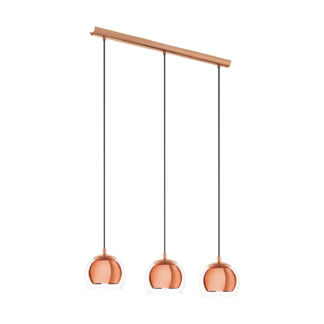 An Image of Eglo Rocamar 3 Light Pendant Light - Copper