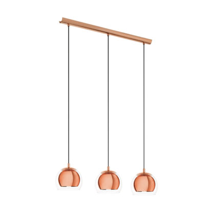 An Image of Eglo Rocamar 3 Light Pendant Light - Copper