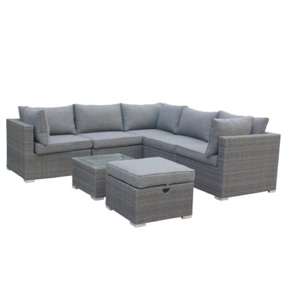 An Image of Parisian 6 Seater Modular Corner Lounging Set Grey