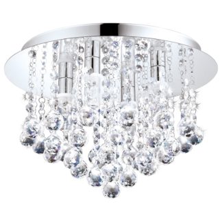 An Image of EGLO Olmonte Crystal and Chrome Ceiling Light